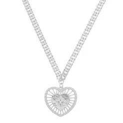 Colar de Coração Vintage Estrela Alpha Folheado em Ródio Branco