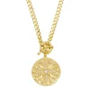 Colar de Estrela Medalha Atria Elos Zircônias Folheado a Ouro 18k