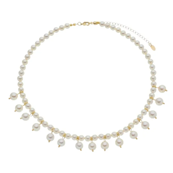 Colar de Pérolas Audrey Folheado a Ouro 18k