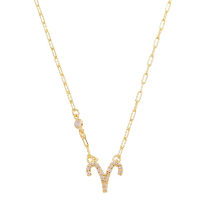 Colar de Signo Zircônias Folheado a Ouro 18k