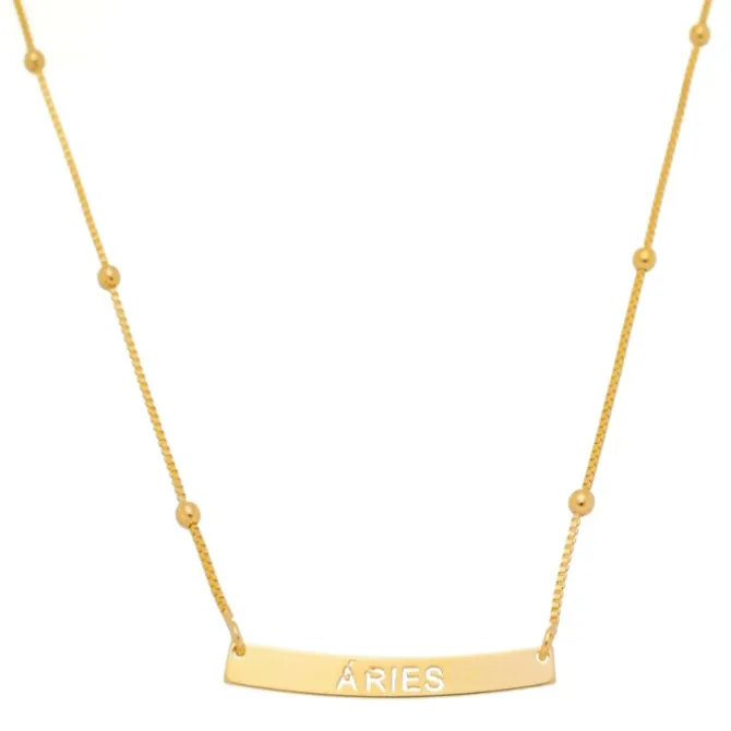 Colar de Signos Plaquinha Folheado a Ouro 18k