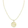 Colar Fé Medalha Pequena Zircônia Folheado a Ouro 18k
