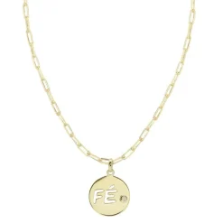 Colar Fé Medalha Pequena Zircônia Folheado a Ouro 18k