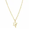 Colar Feminino Alessa Locker Estrela Raio Zircônia Folheado a Ouro 18k