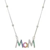 Colar Feminino Mom Zircônias Coloridas Folheado em Ródio Branco