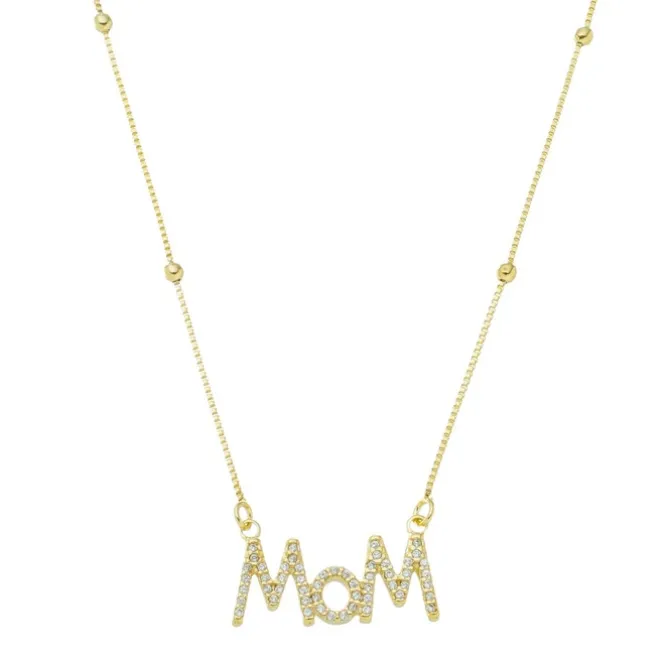 Colar Feminino Mom Zircônias Folheado a Ouro 18k