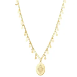Colar Feminino Nossa Senhora das Graças Mini Medalhas Gotas Folheado a Ouro 18k