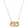 Colar Feminino Rafa Locker Baguete Zircônias Coloridas Folheado a Ouro 18k