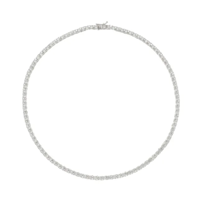 Colar Feminino Riviera Megan 45 cm Zircônias Folheado em Ródio Branco