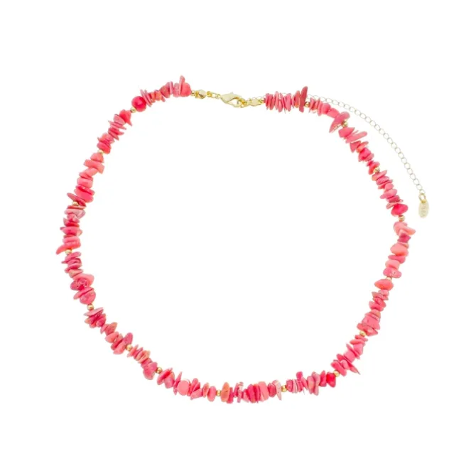 Colar Gisele Cascalho Pedra Natural Rosa