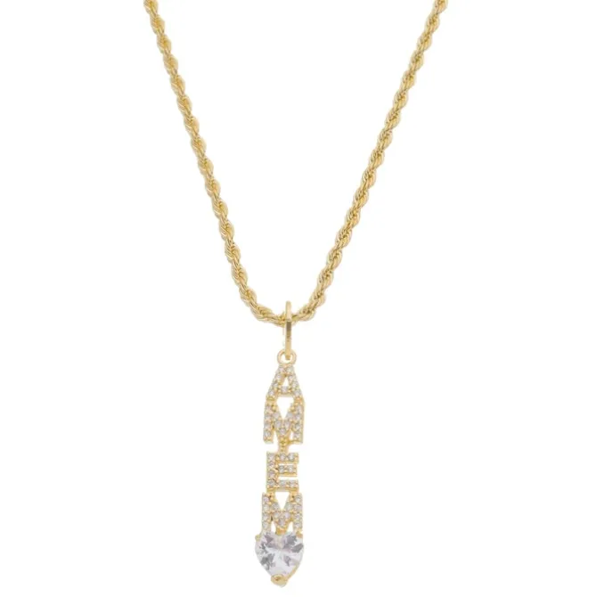Colar Jade Amém Zircônias Folheado a Ouro 18k
