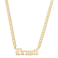 Colar Manuscrito Brasil Folheado a Ouro 18k