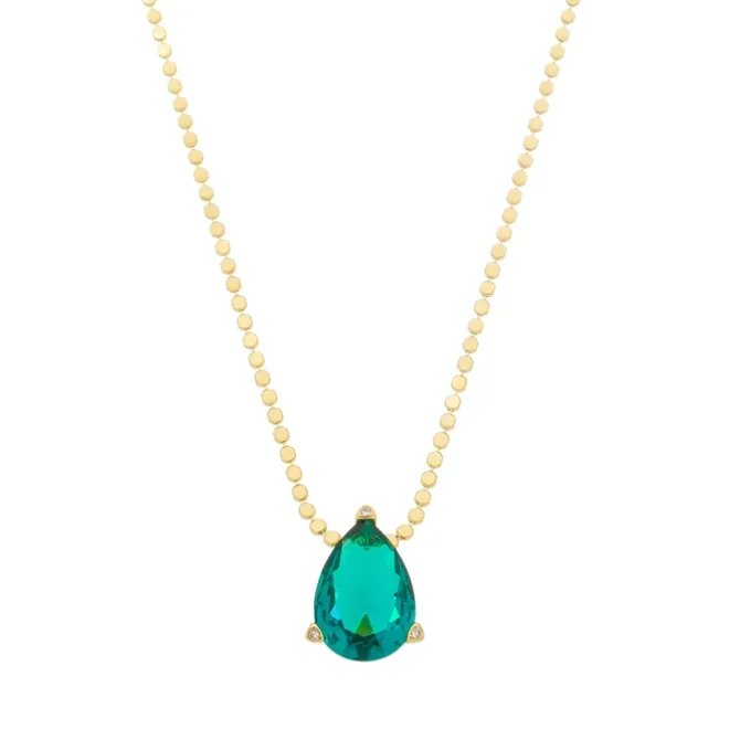 Colar Maria Sophia Gota Zircônia Turmalina Folheado a Ouro 18k