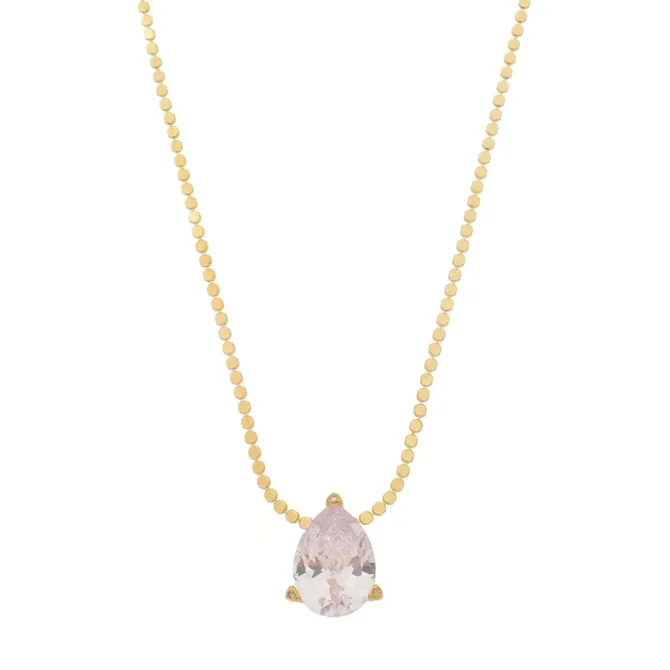Colar Maria Sophia Gota Zircônia Cristal Folheado a Ouro 18k