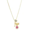 Colar Mãe de Menina Coração Zircõnias Pink Folheado a Ouro 18k