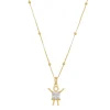 Colar Mãe de Menino Zircônia Quadrada Cristal Folheado a Ouro 18k
