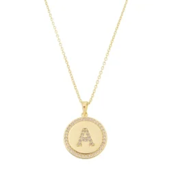 Colar Medalha Thassia Letra Nome Zircônias Folheado a Ouro 18k