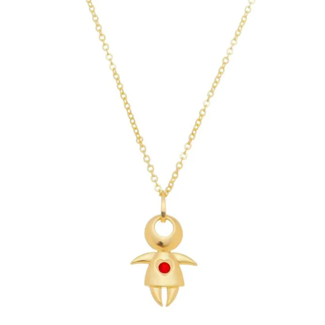 Colar Menina Ponto de Luz Pink Folheado a Ouro 18k