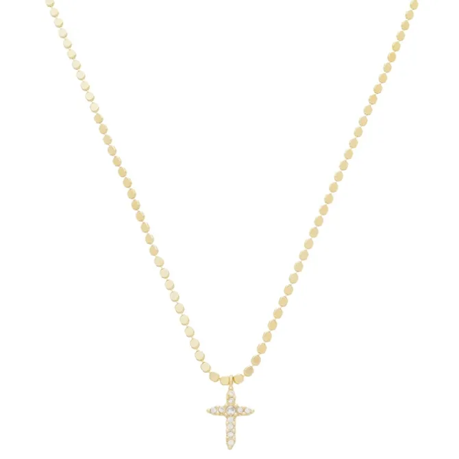 Colar Mini Cruz Zircônias Folheado a Ouro 18k