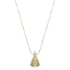 Colar Nossa Senhora Aparecida Pequena Zircônias Safira Folheado a Ouro 18k