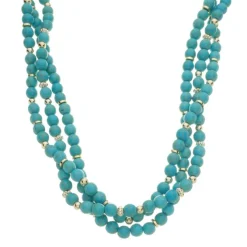 Colar Paola Esferas Howlita Turquesa Folheado a Ouro 18k