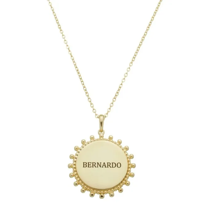 Colar Personalizado Nome Medalha Vintage Folheado a Ouro 18k