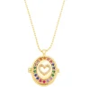 Colar Relicário de Coração Life Zircônias Coloridas Folheado a Ouro 18k