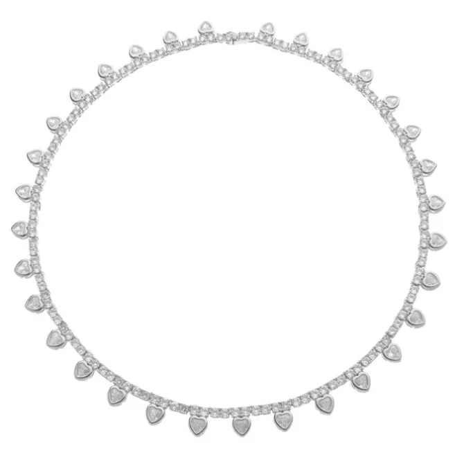 Colar Riviera Elisa Coração Zircônia Folheado em Ródio Branco