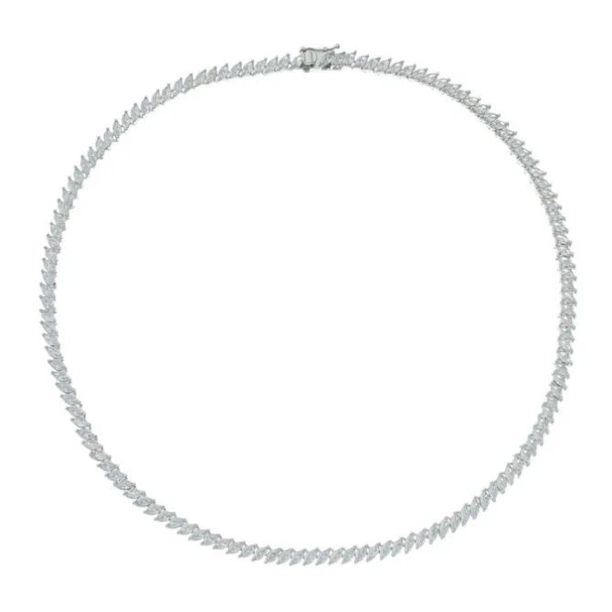 Colar Riviera Esther Zircônias Baguete Folheado em Ródio Branco