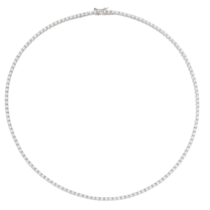 Colar Riviera Eugene 45 cm Zircônias Prata 925 Banhado em Ródio Branco