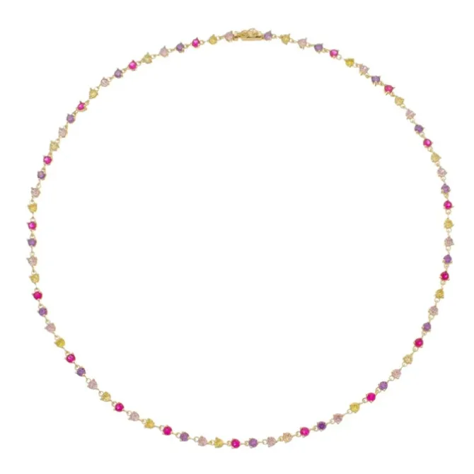 Colar Riviera Hillary Zircônias Coloridas Folheado a Ouro 18k