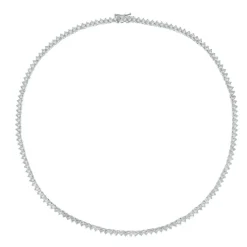 Colar Riviera Três Pontas Nat Mosca Zircônias Folheado em Ródio Branco