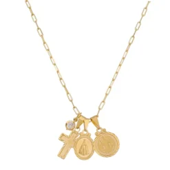 Colar São Bento Amuletos Folheado a Ouro 18k