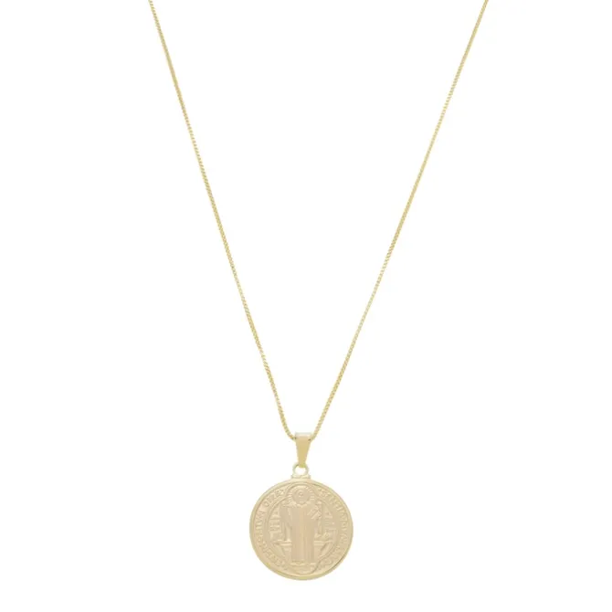 Colar São Bento Medalha M Folheado a Ouro 18k