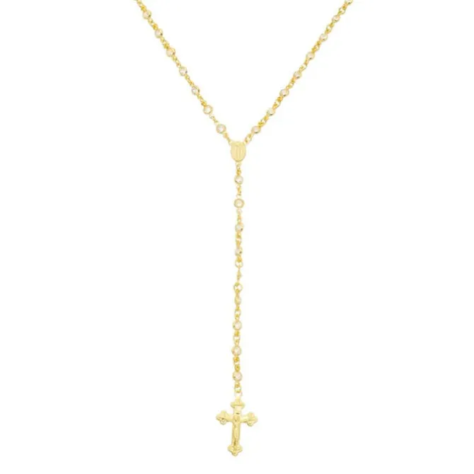 Colar Terço Grace Zircônia Folheado a Ouro 18k