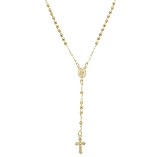 Colar Terço Nossa Senhora das Graças Folheado a Ouro 18k