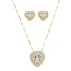 Conjunto Colar e Brinco Coração Lizzy Zircônias Folheado a Ouro 18k