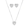 Conjunto Colar e Brinco Lelê Coração Zircônia Folheado em Ródio Branco