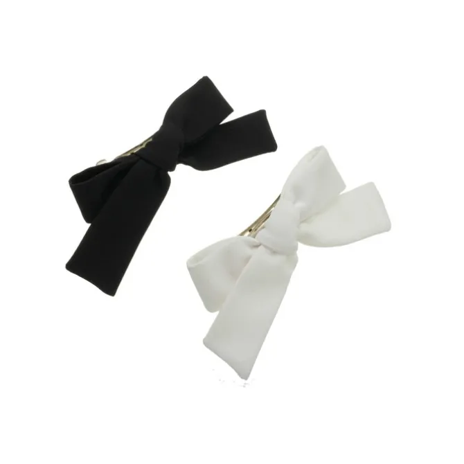 Kit de Laços de Cabelo Preto e Branco Crepe Piuka