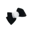 Laço de Cabelo Duplo Leticia Veludo Alemão Preto com Flor Removivel em Voal Off White