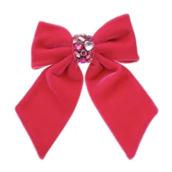 Laço de Cabelo Nat Veludo Alemão Pink com Pedrarias