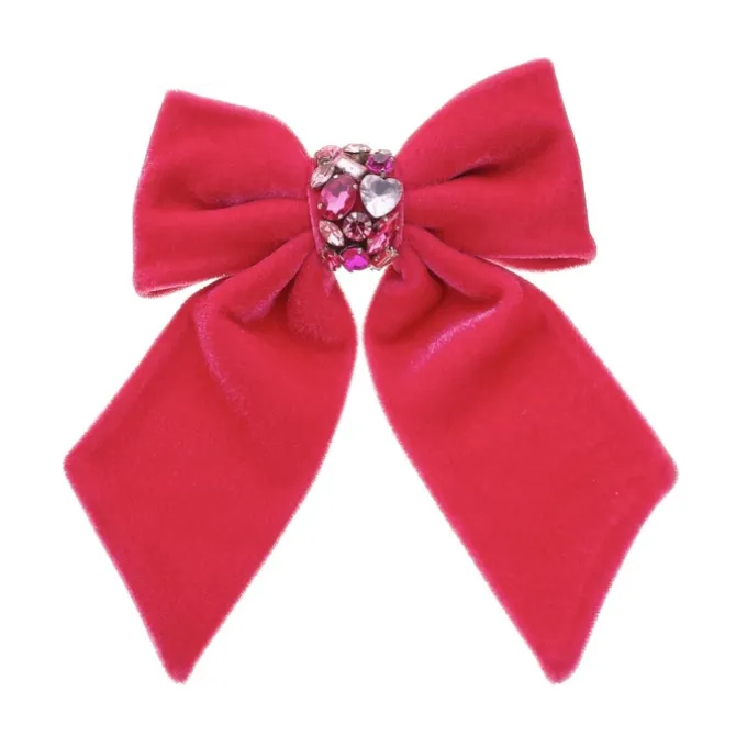Laço de Cabelo Nat Veludo Alemão Pink com Pedrarias