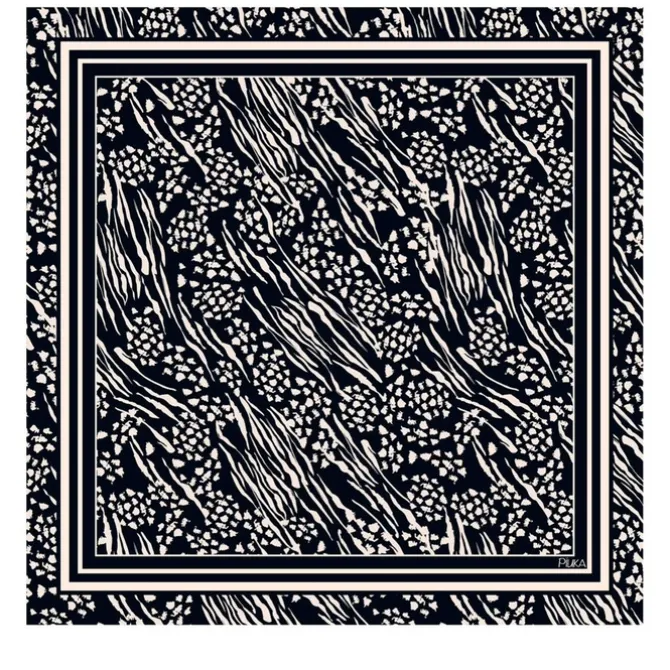 Lenço de Seda Thais Preto e Branco