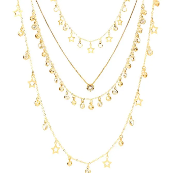 Mix de Colares Adhara Estrelas Folheado a Ouro 18k