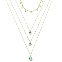 Mix de Colares Olivia Zircônias Acqua Folheado a Ouro 18k