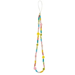 Phone Strap Piuka Greta Smile Coração Miçangas Multicoloridas