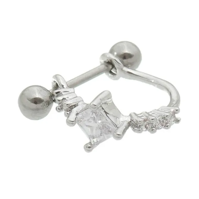 Piercing de Furo Piuka Argola 8mm com Haste Mabelli Zircônias Prata