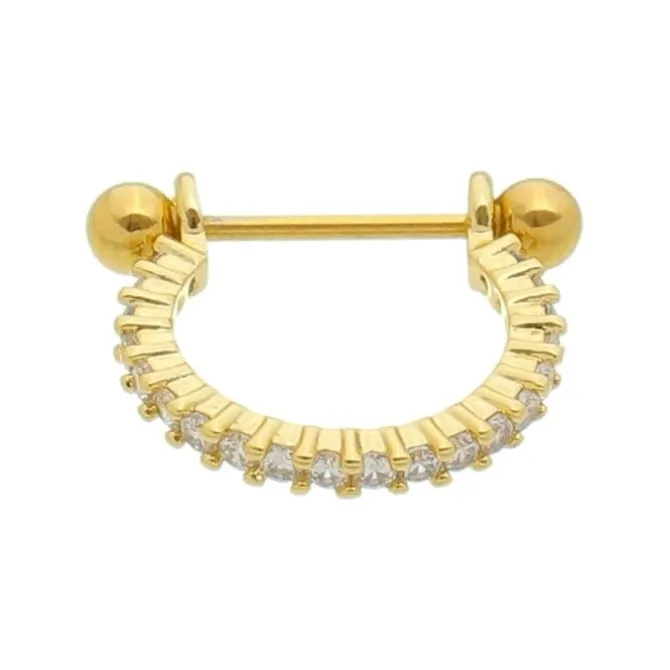 Piercing de Furo Piuka Argola P Reilly 10mm Zircônia Dourado