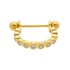 Piercing de Furo Piuka Argola 10mm com Haste Stella Zircônias Dourado