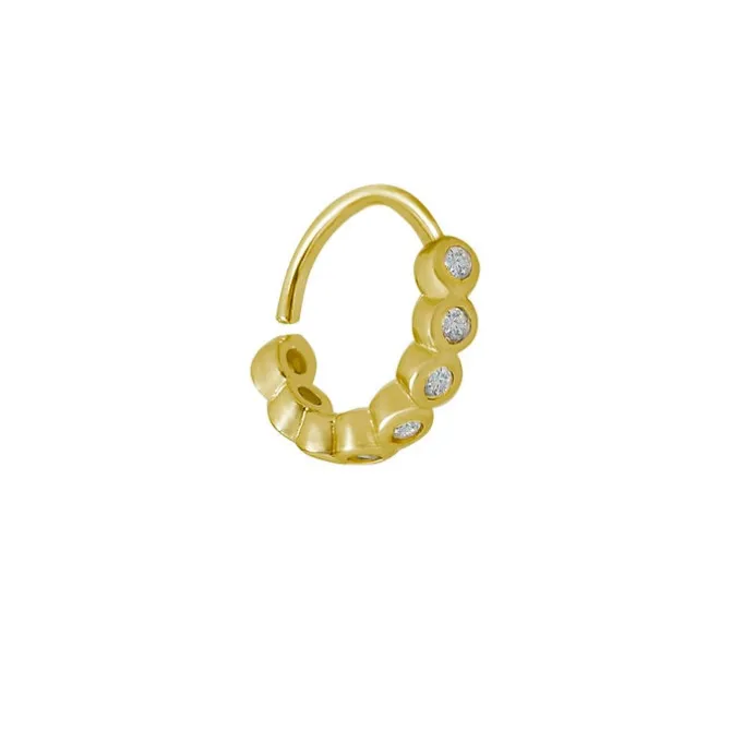 Piercing de Furo Piuka Argola Torção 8mm Manu Pontos de Luz Zircônias Dourado